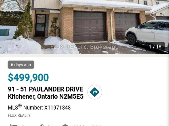 3 bedrooms 1.5 baths house For Sale By Owner in Kitchener Ontario