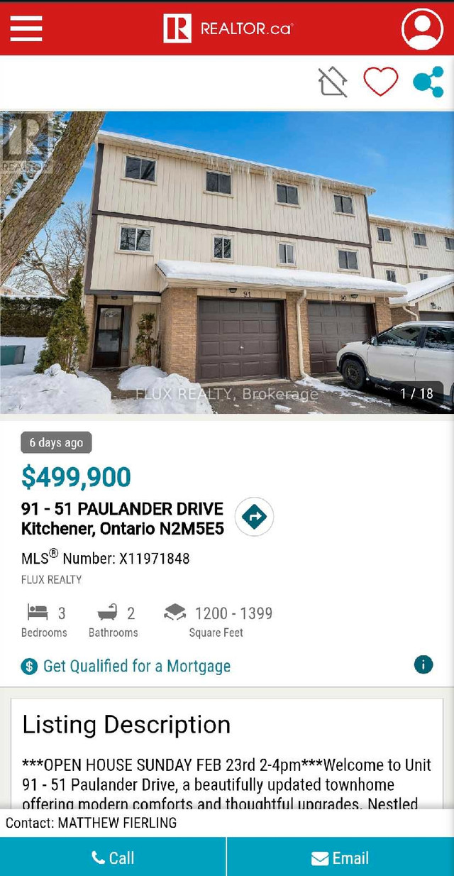 3 bedrooms 1.5 baths house For Sale By Owner in Kitchener Ontario